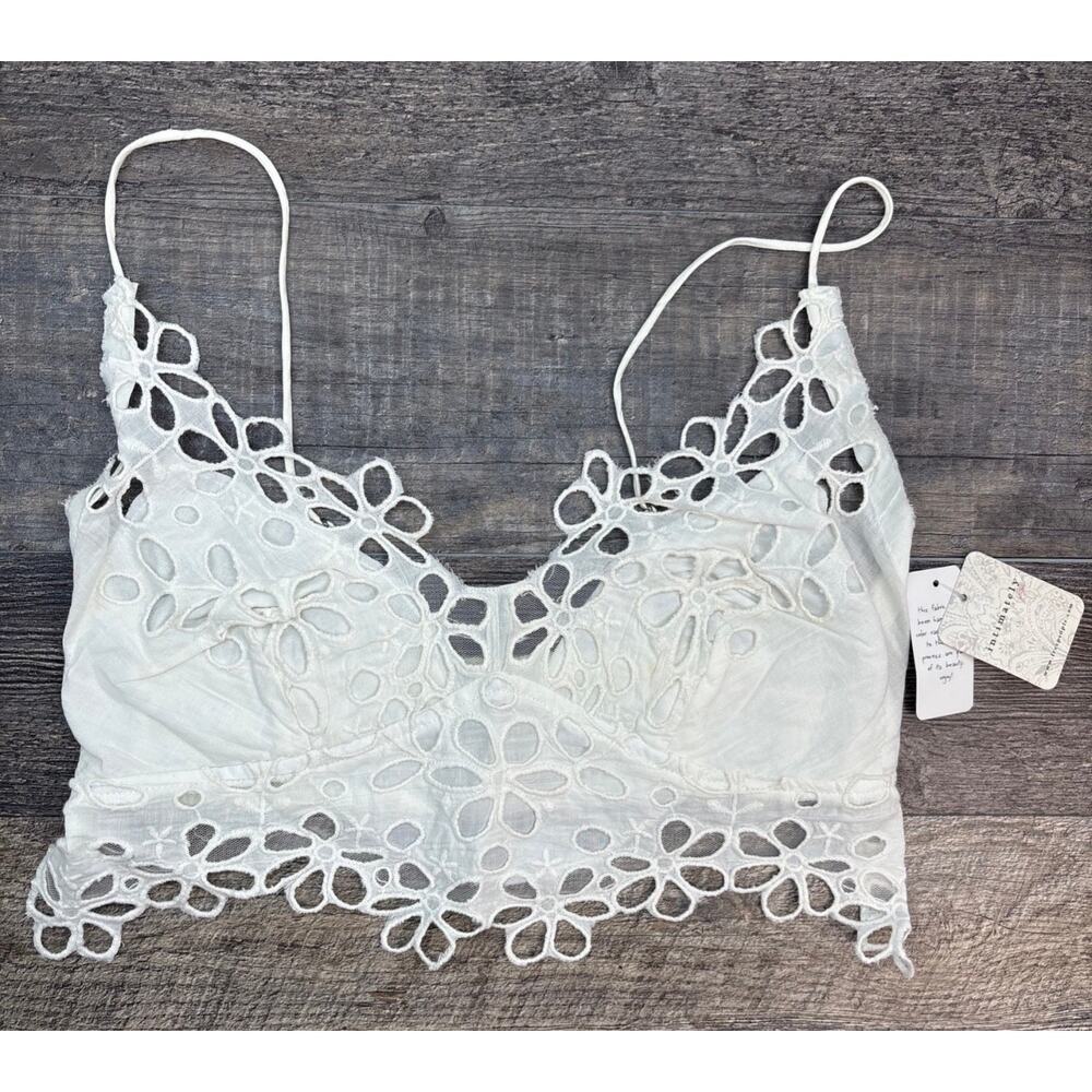 Free People Asteria Bralette Size M Pull-On White NEW WITH TAG cottagecore boho
